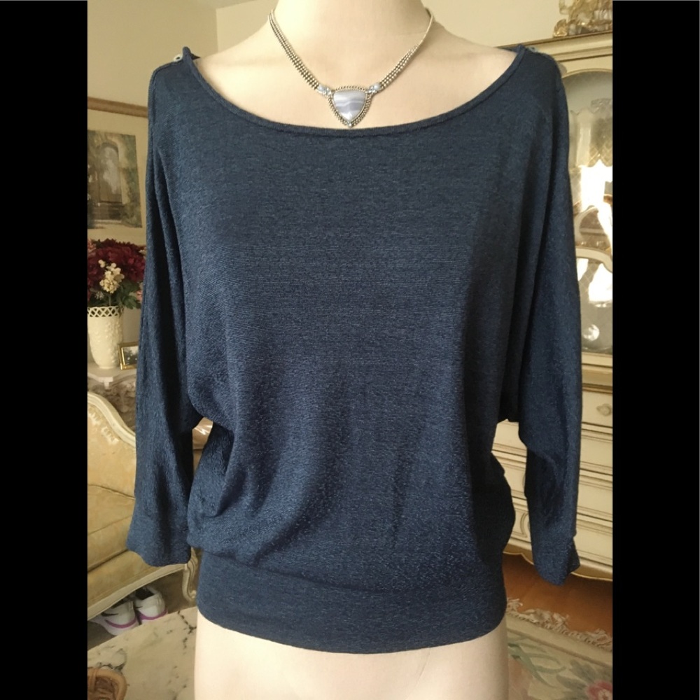 Michael Stars Navy Blue Boatneck Dolman Top